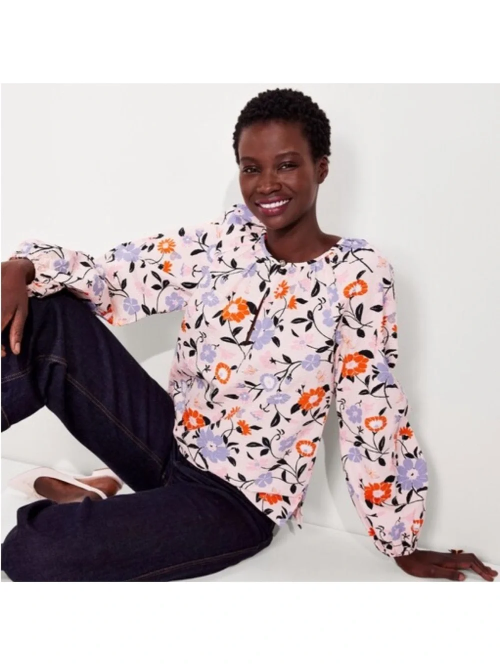 Kate spade floral seersucker top